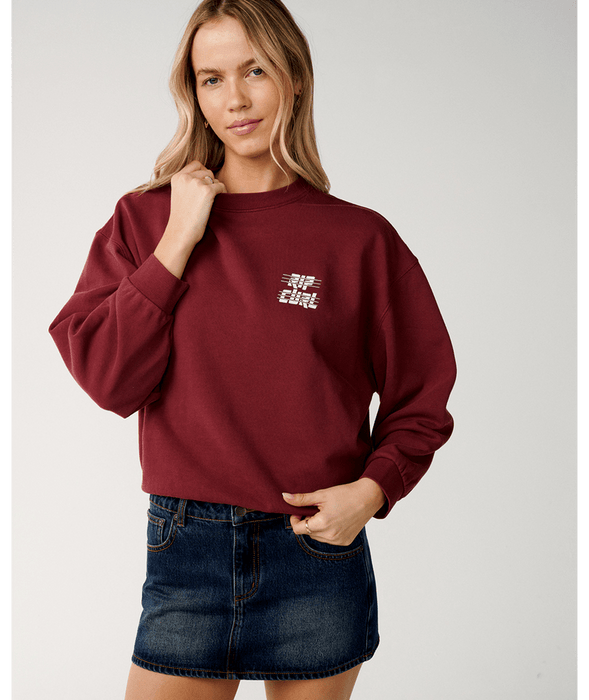 Rip Curl Sports Dept Crew Sweatshirt-Dark Plum