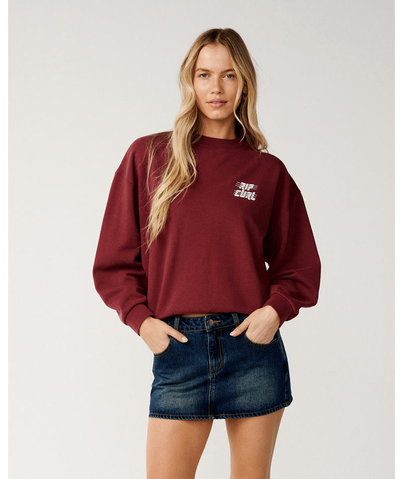 Rip Curl Sports Dept Crew Sweatshirt-Dark Plum