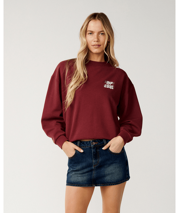 Rip Curl Sports Dept Crew Sweatshirt-Dark Plum