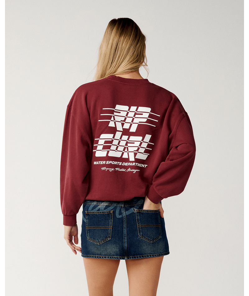 Rip Curl Sports Dept Crew Sweatshirt-Dark Plum