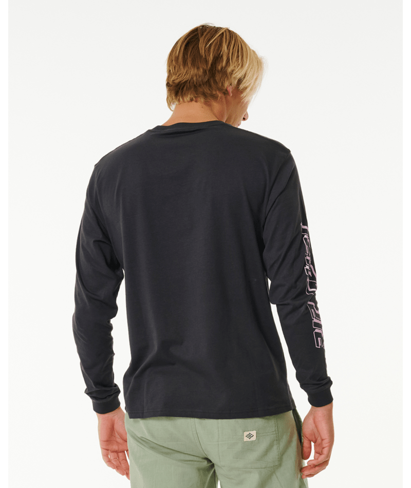 Rip Curl Fade Out Icon L/S Tee-Black/Purple