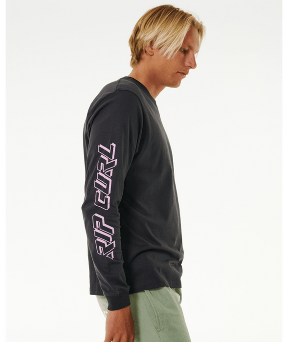 Rip Curl Fade Out Icon L/S Tee-Black/Purple