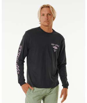 Rip Curl Fade Out Icon L/S Tee-Black/Purple