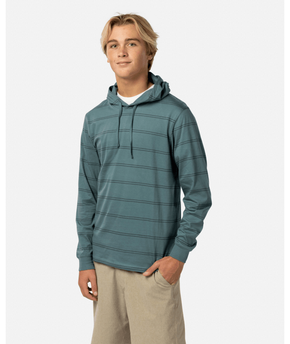 Rip Curl Plain Stripe Hooded L/S Tee-Bluestone