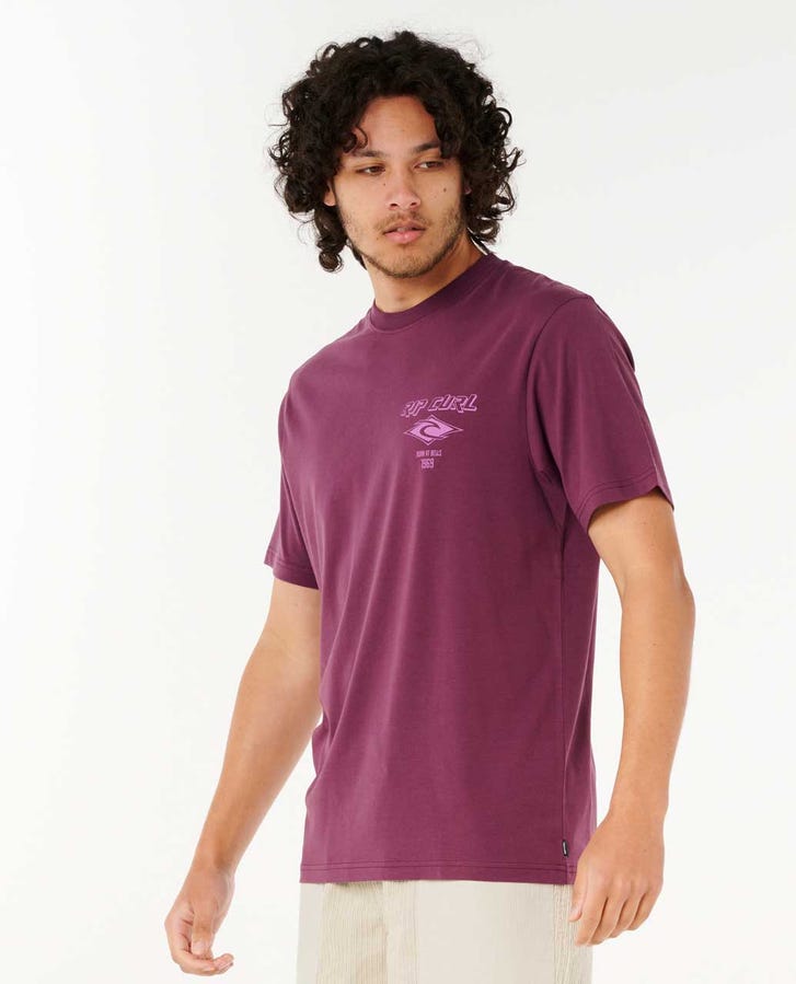 Rip Curl Fade Out Icon Tee-Deep Plum