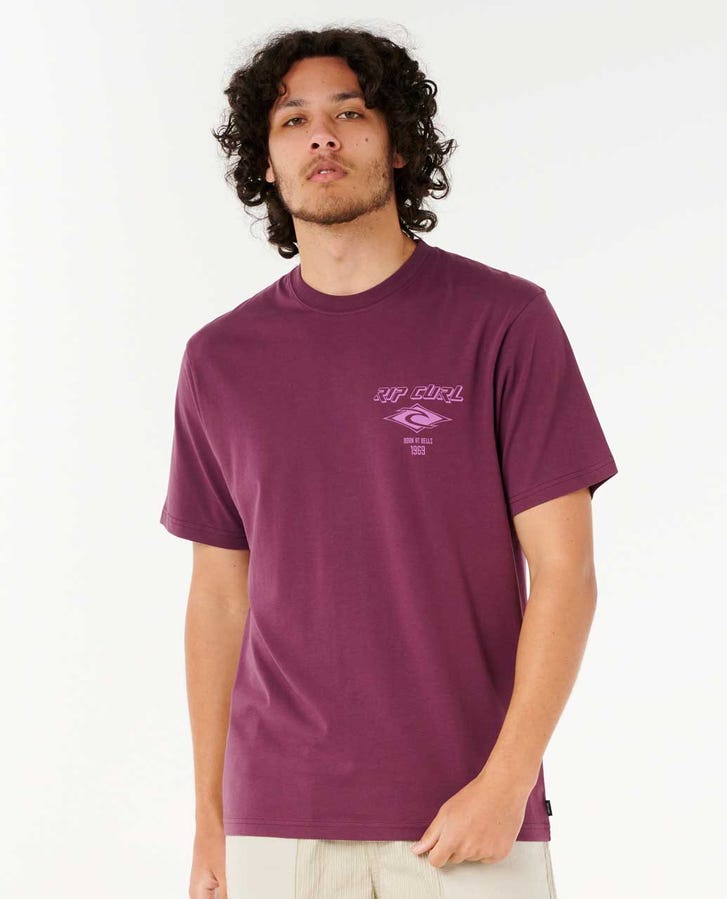 Rip Curl Fade Out Icon Tee-Deep Plum
