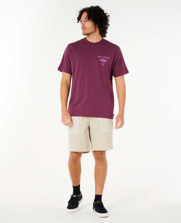 Rip Curl Fade Out Icon Tee-Deep Plum