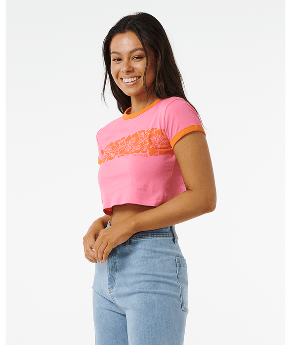 Rip Curl Hibiscus Heat Baby Tee-Pink