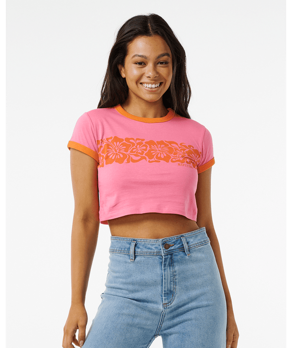 Rip Curl Hibiscus Heat Baby Tee-Pink