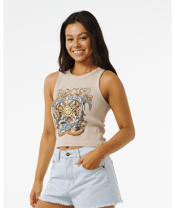 Rip Curl Sound Wave Ribbed Tank-Natural