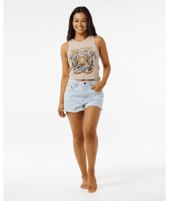 Rip Curl Sound Wave Ribbed Tank-Natural