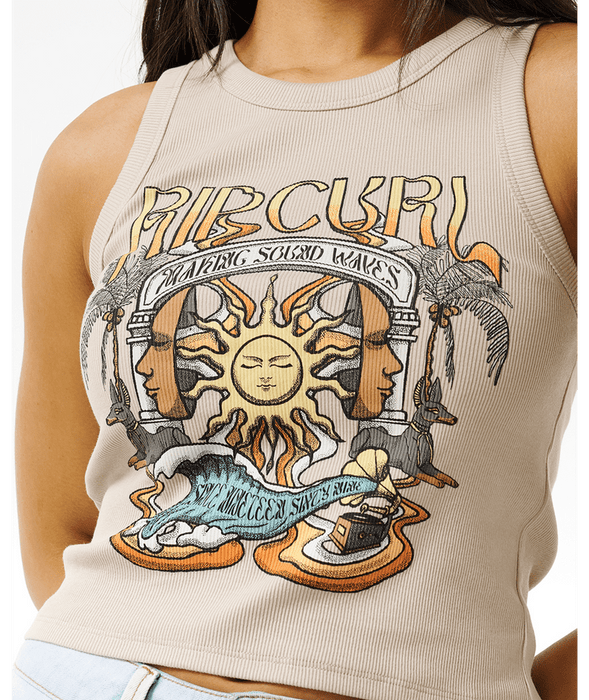 Rip Curl Sound Wave Ribbed Tank-Natural