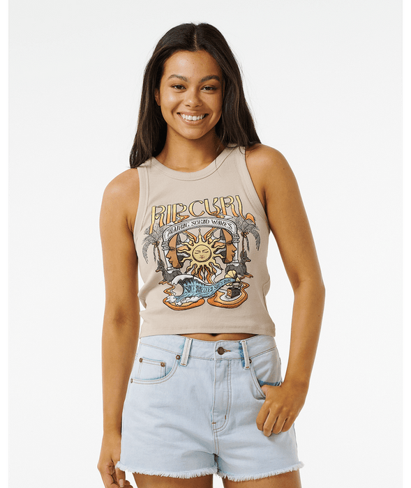 Rip Curl Sound Wave Ribbed Tank-Natural