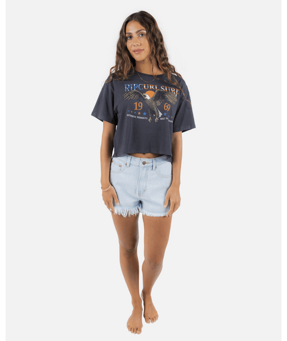 Rip Curl Soaring Crop Tee-Washed Black