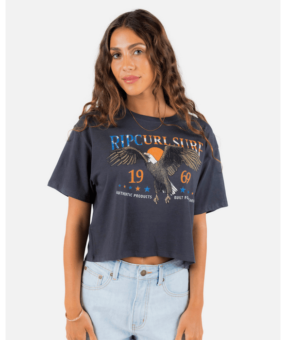 Rip Curl Soaring Crop Tee-Washed Black