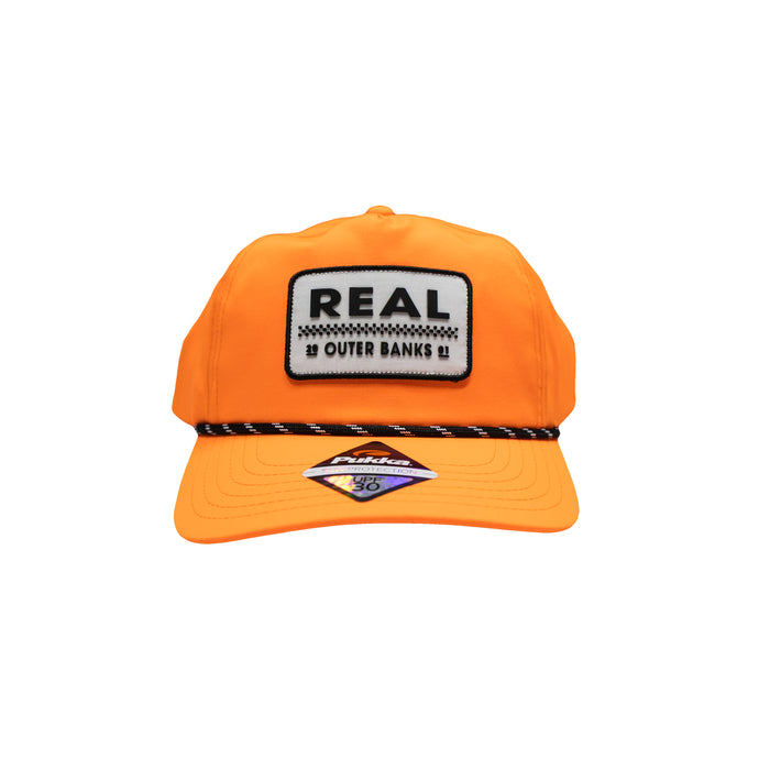 REAL Checkered Patch Hat-Neon Orange