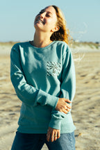 REAL Vibes Beach Crew Sweatshirt-Jade Green