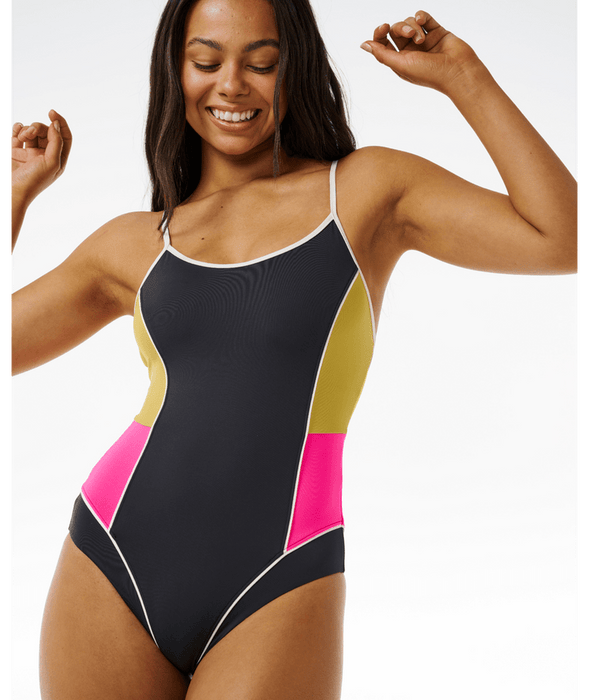 Rip Curl Hibiscus Heat Splice One Piece-Washed Black