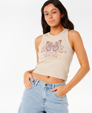 Rip Curl Butterfly Rib Tank-Natural