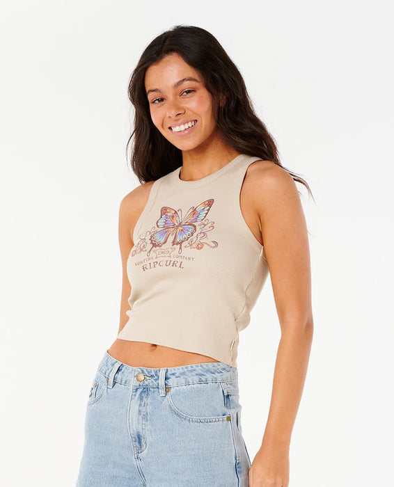 Rip Curl Butterfly Rib Tank-Natural