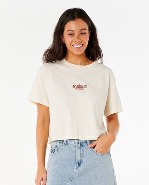 Rip Curl Tokens Crop Tee-Bone