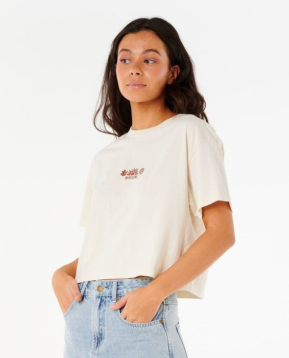 Rip Curl Tokens Crop Tee-Bone