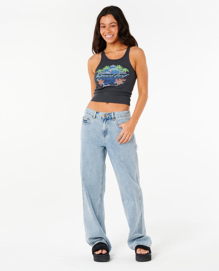 Rip Curl Es Vedra Rib Tank-Washed Black
