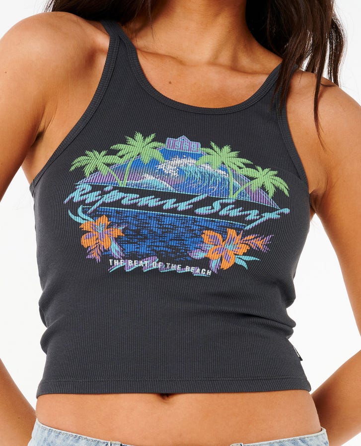 Rip Curl Es Vedra Rib Tank-Washed Black