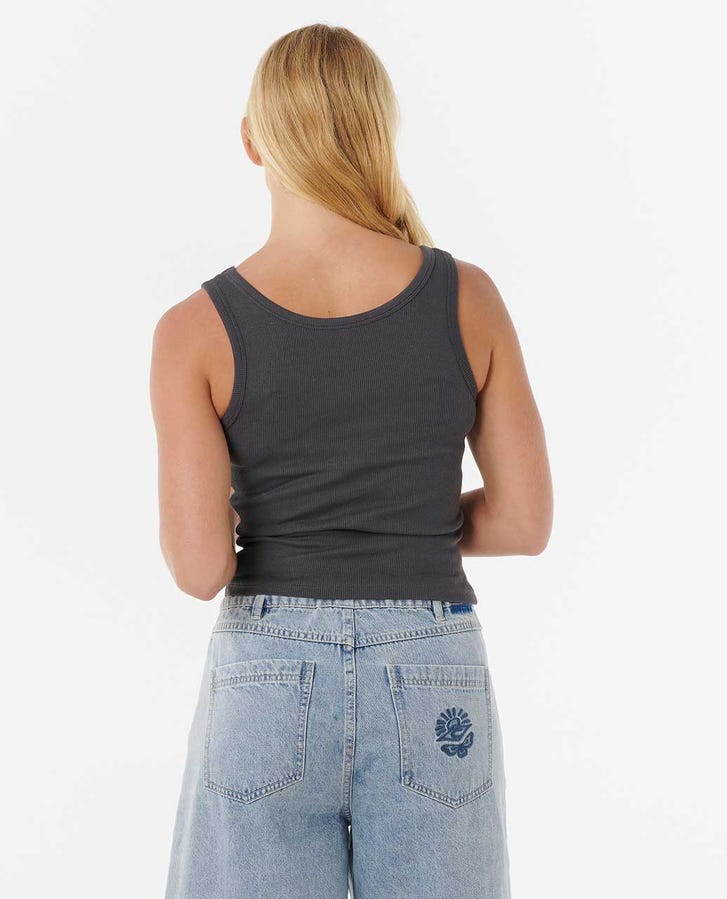 Rip Curl Hawaii Standard Ribbed Tank-Washed Black