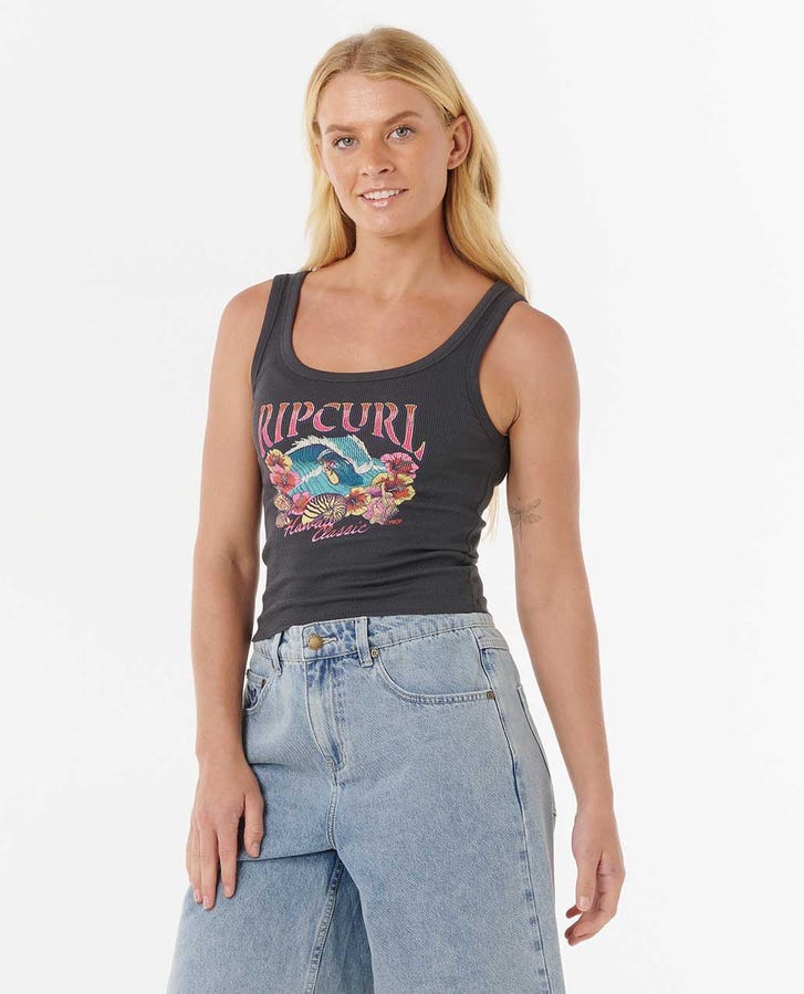 Rip Curl Hawaii Standard Ribbed Tank-Washed Black