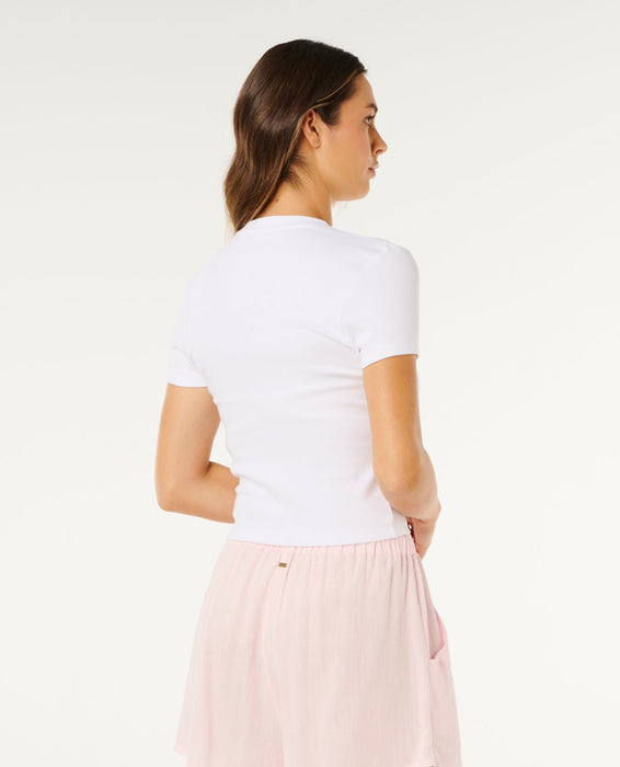 Rip Curl Surf Side Fitted Tee-Optical White