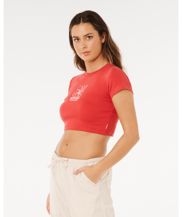 Rip Curl Pacific Coast Baby Tee-Deep Red