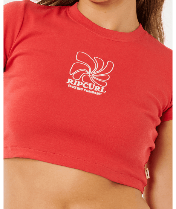 Rip Curl Pacific Coast Baby Tee-Deep Red