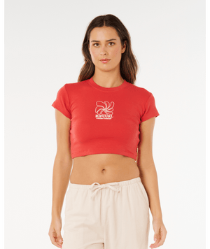 Rip Curl Pacific Coast Baby Tee-Deep Red