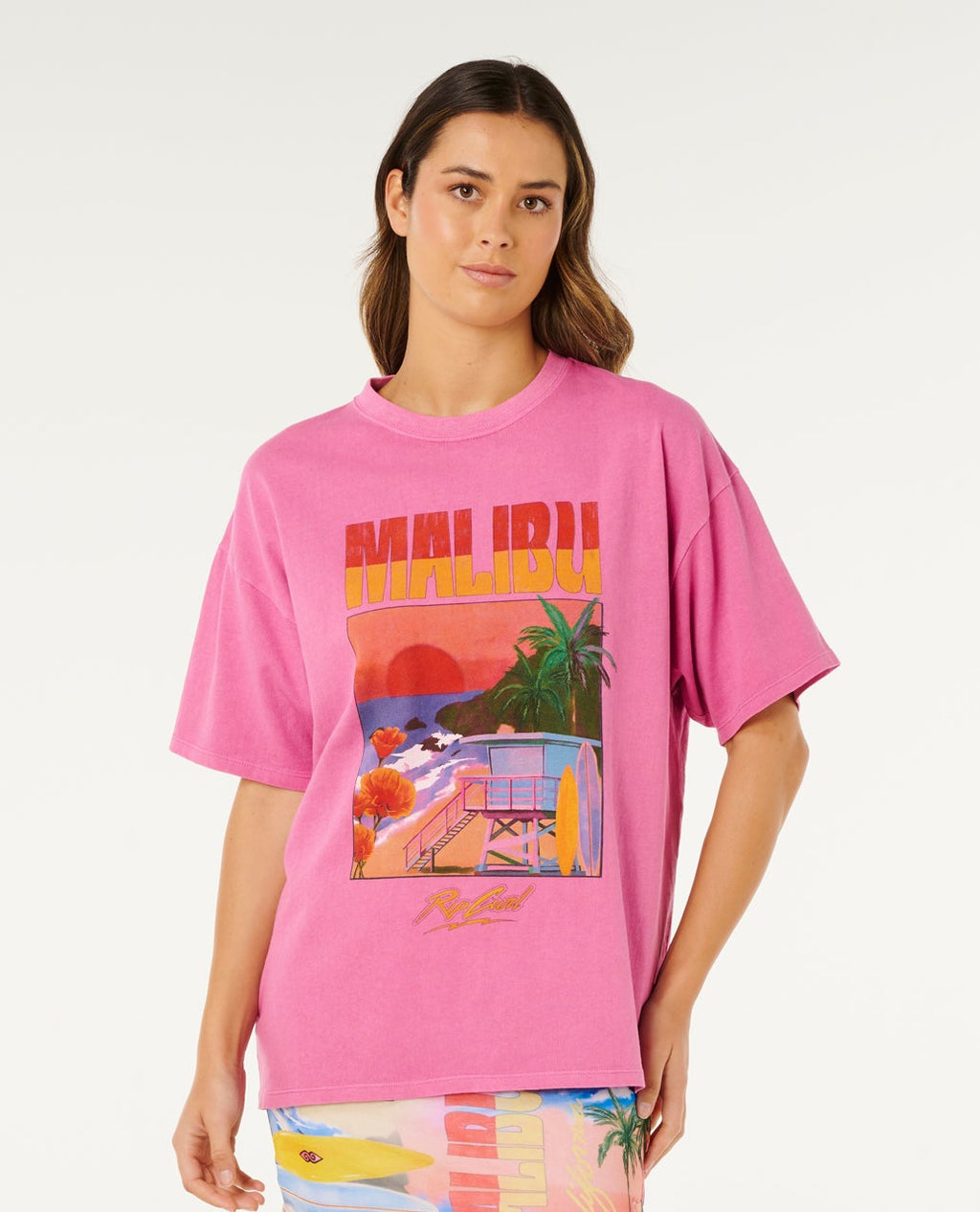 Rip Curl Hayley O Heritage Tee-Super Pink