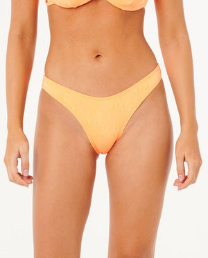 Rip Curl Dusk Textured Hi Leg Cheeky Bottom-Electric Peach