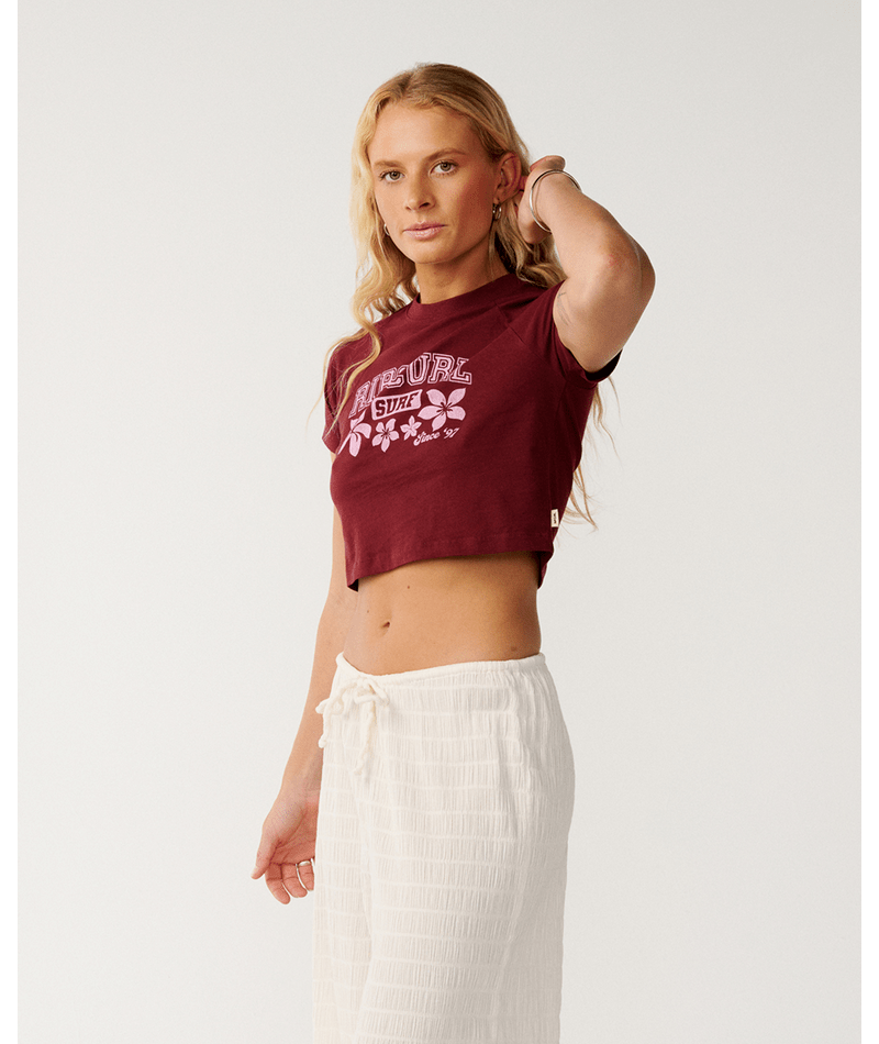 Rip Curl Retro Swell Baby Tee-Dark Plum
