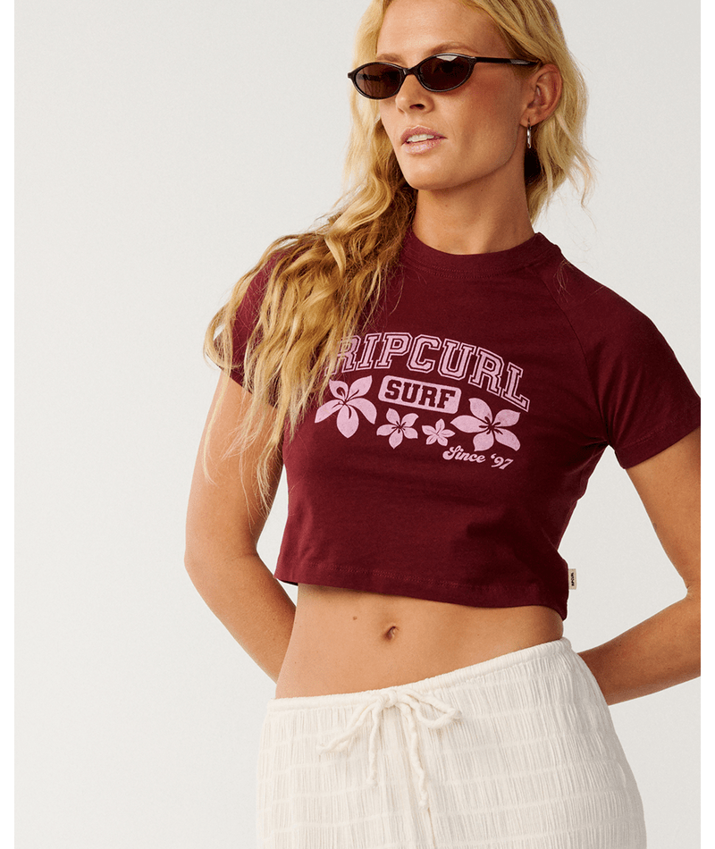 Rip Curl Retro Swell Baby Tee-Dark Plum