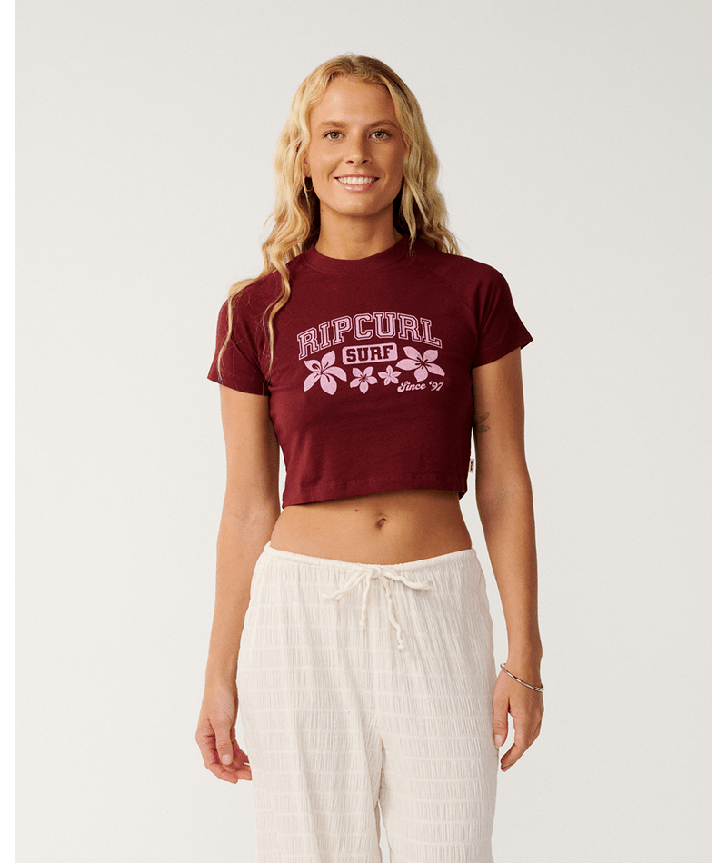 Rip Curl Retro Swell Baby Tee-Dark Plum