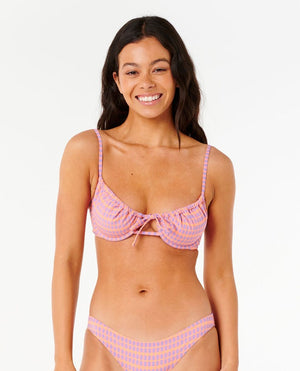 Rip Curl Isles Plaid D-DD Balconette Top-Purple