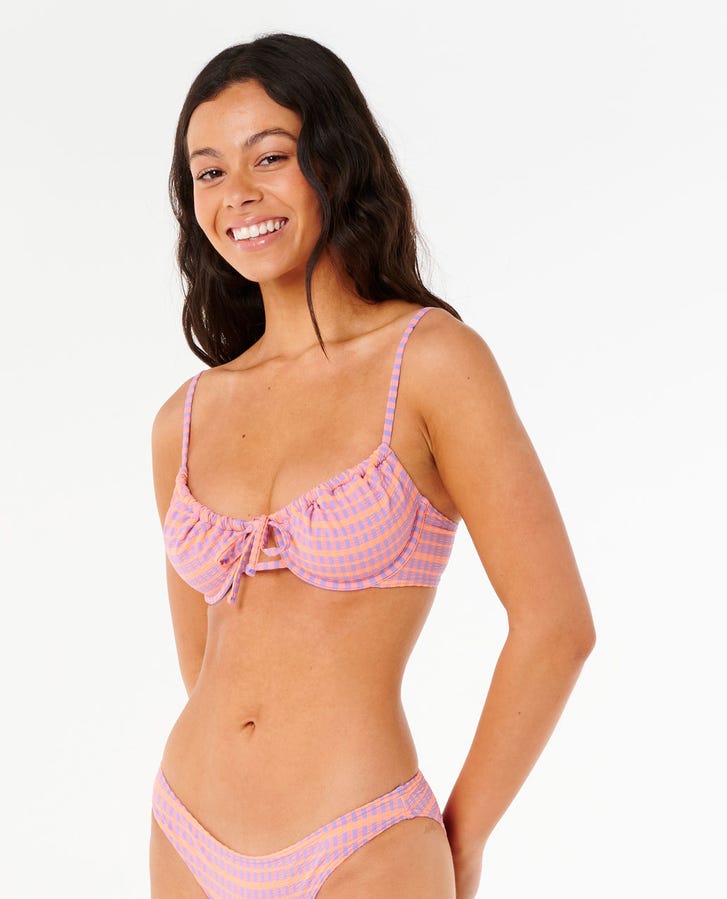 Rip Curl Isles Plaid D-DD Balconette Top-Purple