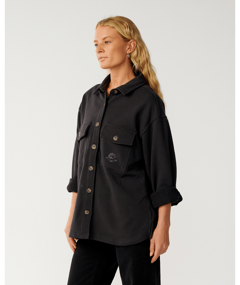 Rip Curl Retro Swell Fleece L/S Shirt-Washed Black