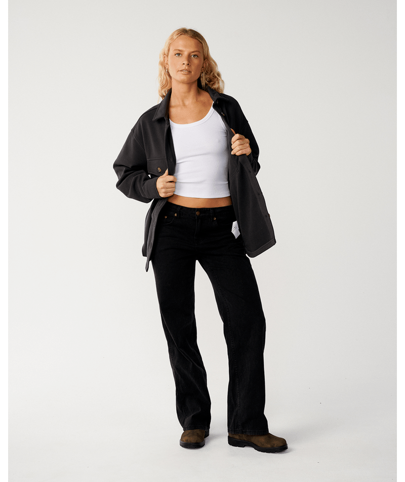 Rip Curl Retro Swell Fleece L/S Shirt-Washed Black