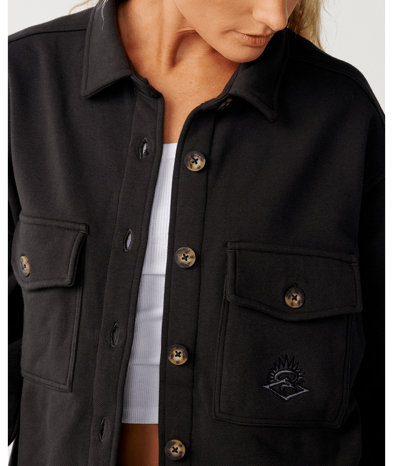 Rip Curl Retro Swell Fleece L/S Shirt-Washed Black