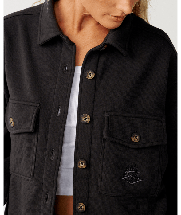 Rip Curl Retro Swell Fleece L/S Shirt-Washed Black