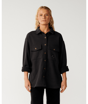 Rip Curl Retro Swell Fleece L/S Shirt-Washed Black