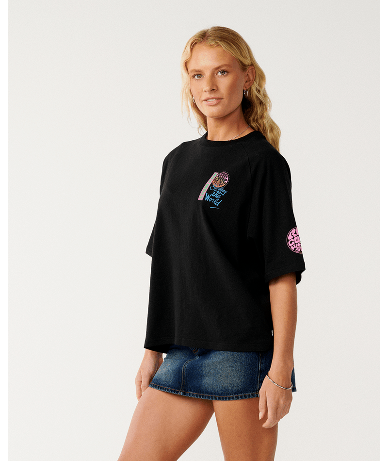 Rip Curl Surf The World Boxy Tee-Black