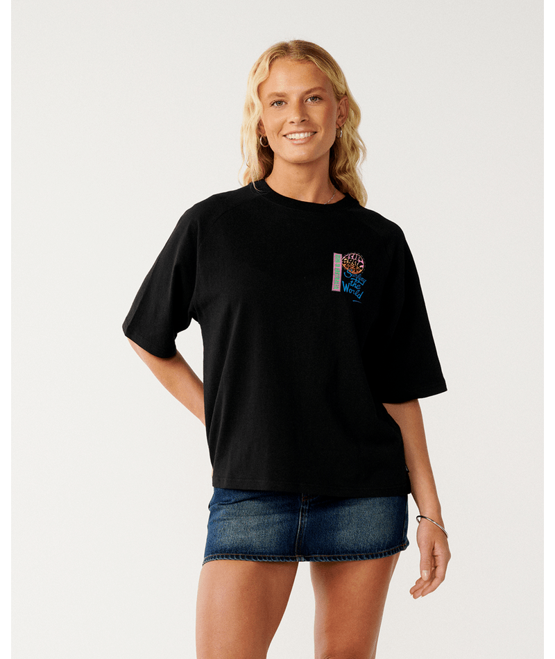 Rip Curl Surf The World Boxy Tee-Black
