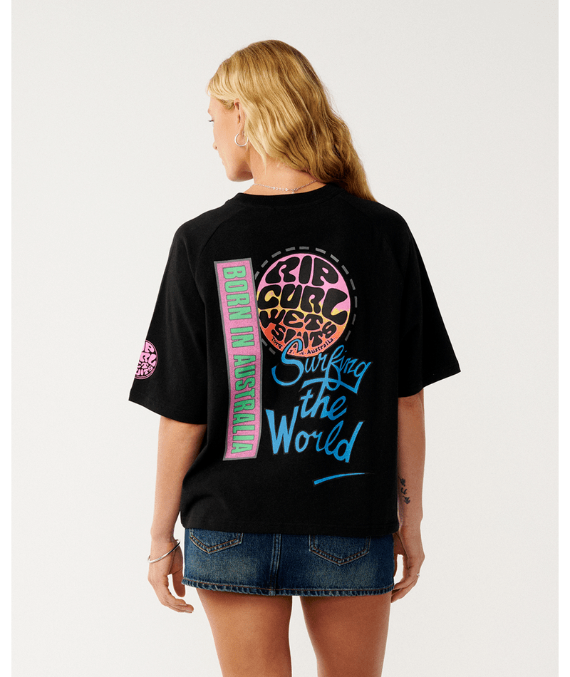 Rip Curl Surf The World Boxy Tee-Black