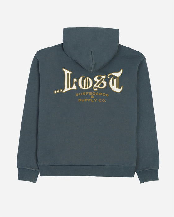 Lost Enigma Zipe Heavy Hooded Sweatshirt-Slate Blue